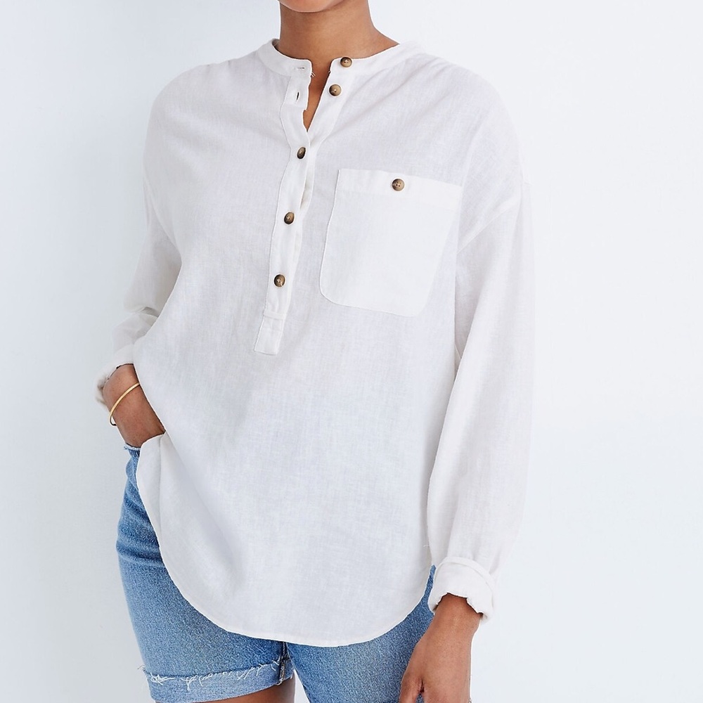 Madewell Linen-Blend Novella Popover Tunic Top